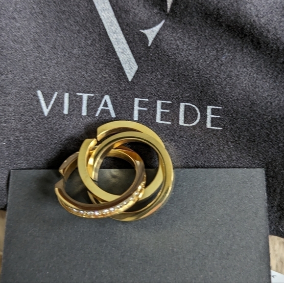 VITA FEDE Gold Pave Ring Stack NEW - Picture 3 of 9